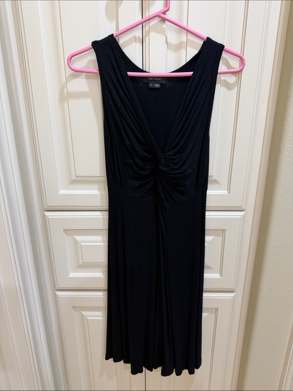 Karen Kane Black Sleeveless Twist-Front Midi Dress